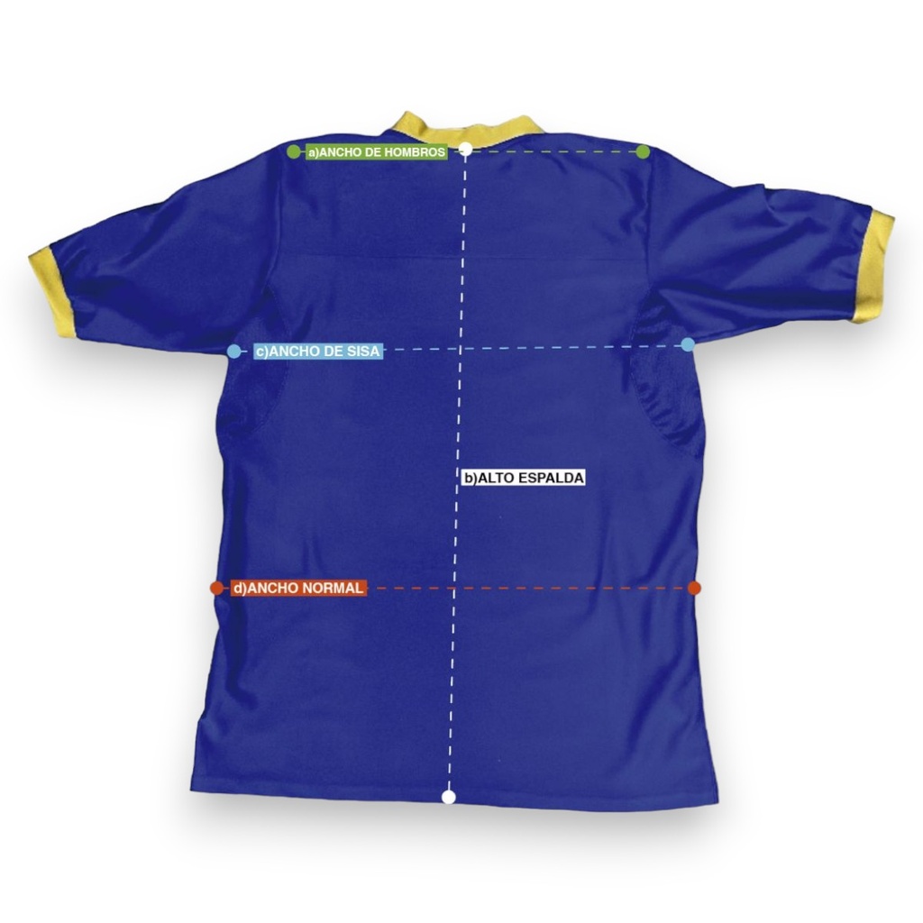 Jersey personalizado azul rey con vistas en dorado