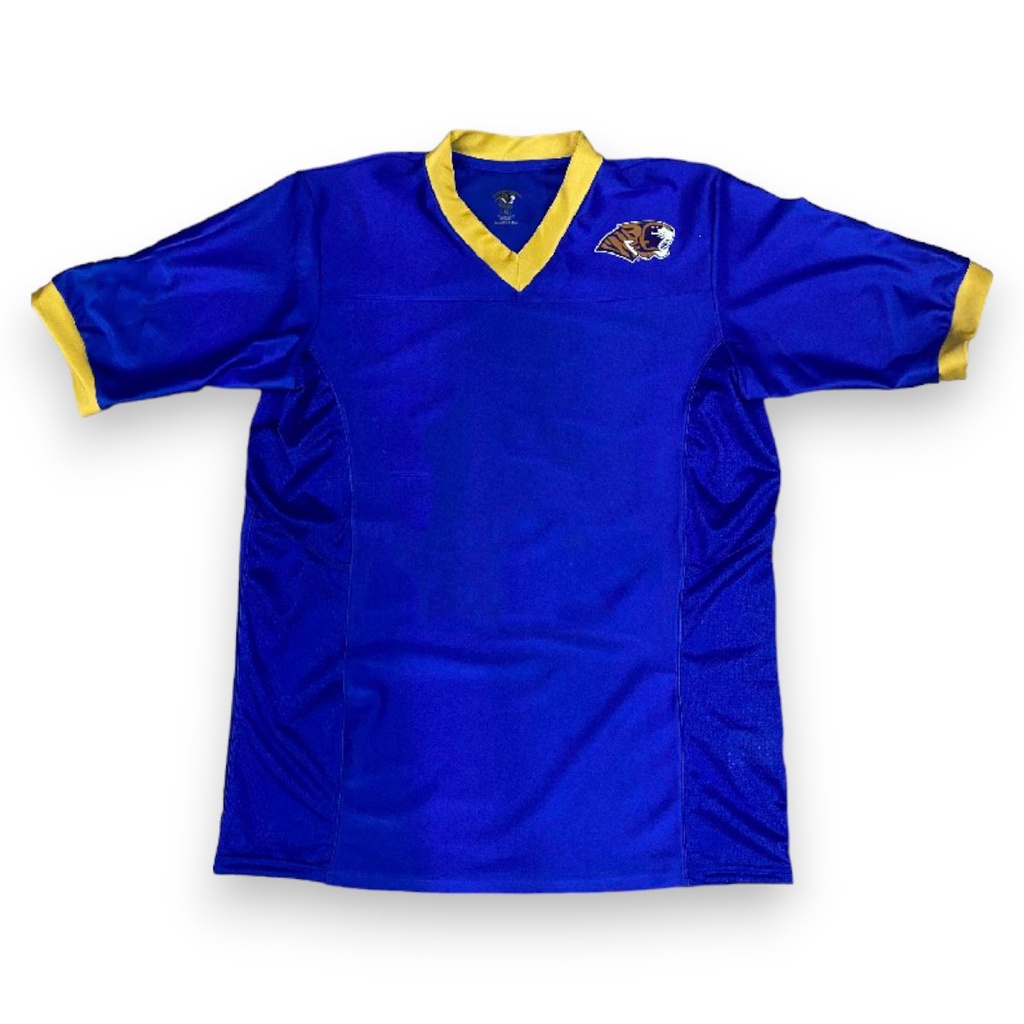 [TAJ54-PRADE/S] Jersey ADULTO personalizado azul rey con vistas en dorado (CH, Estampado)