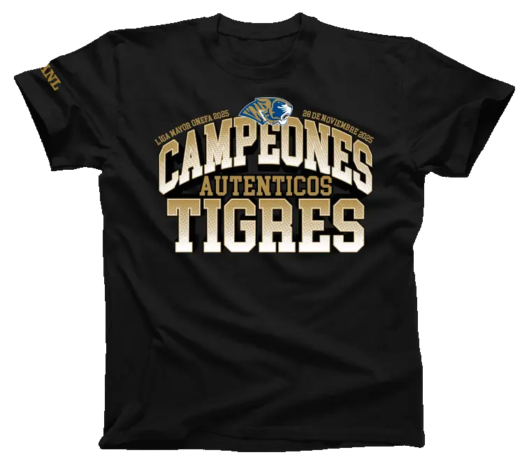 [CAMPEONATO-TAP-NG/S] Playera campeonato Auténticos Tigres 2025 (Negro, CH, Sin personalización, gracias.)